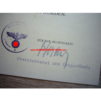 Urkundengruppe eines Regiment Arzt - 290. Infanterie Division