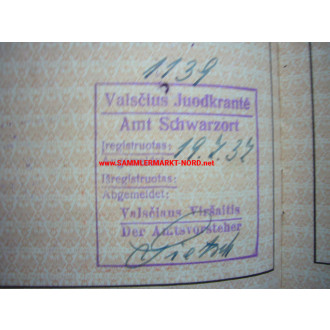 Deutsches Reich - Travel passport GUSTAV TENDIS - many journeys to Memel / Klaipeda