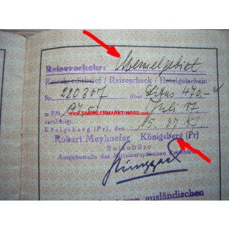 Deutsches Reich - Reisepass GUSTAV TENDIS - viele Reisen nach Memel / Klaipeda