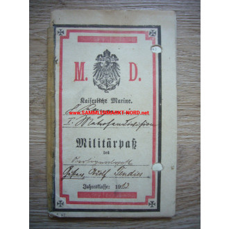 Imperial Navy - Military passport of GUSTAV TENDIS - Battle of the Dogger Bank etc.