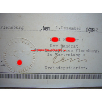 Prussian State Government - Certificate of congratulations on a diamond wedding anniversary in 1942