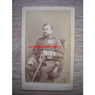 Cabinet photo - Saxony - Officer with sword and medal clasp