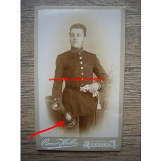 Cabinet photo - Saxon Guard soldier with spiked helmet and parade bush