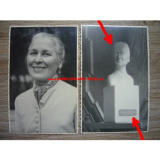 2 x photo 1941 Bad Nauheim - DRK nurse & gift bust of wounded soldiers