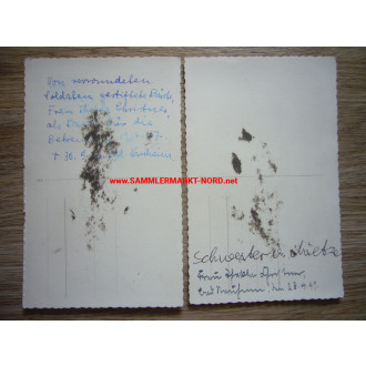 2 x photo 1941 Bad Nauheim - DRK nurse & gift bust of wounded soldiers