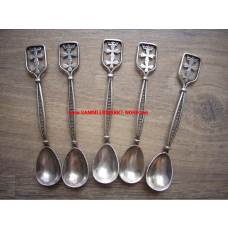 5 x mocha spoons (silver) - coat of arms of the city of Gdansk / Pomerania