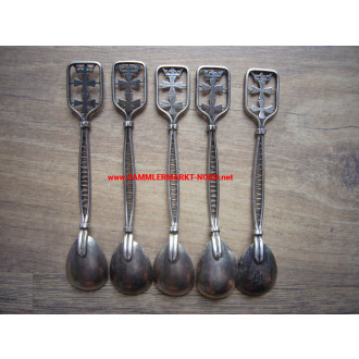 5 x mocha spoons (silver) - coat of arms of the city of Gdansk / Pomerania