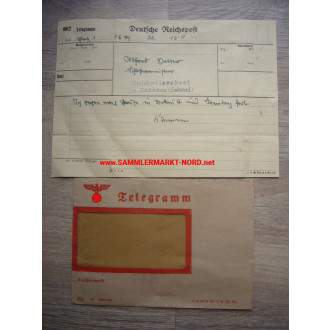 Deutsche Reichspost - Telegram - Buschullersdorf, Reichenberg district / Sudetenland