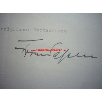 Reichskanzler FRANZ VON PAPEN - 1933 - Autograph