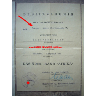 Urkundengruppe DAK Deutsches Afrika Korps - 21. Panzer Division - Bäckerei-Kompanie 200