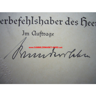 Ernennungsurkunde zum Stabszahlmeister - Generalstabsintendant im OKW, WALTER WANDERSLEBEN - Autograph