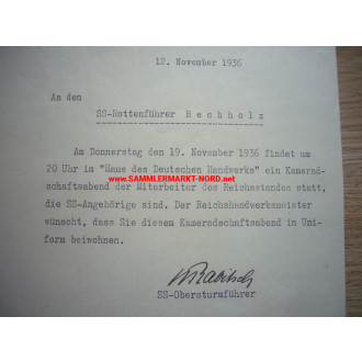 SS-Obersturmführer WALTER RABITSCH - Invitation for SS-Rottenführer Hans Bechholtz