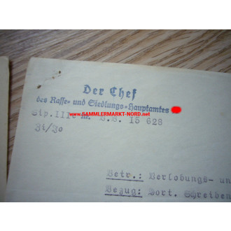 Rasse- und Siedlungshauptamt SS / Reichsstelle für Sippenforschung - Documents of SS - Rottenführer Hans Bechholtz