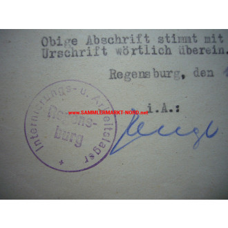 Internment and labour camp Regensburg - Personal file of the SS - Rottenführer