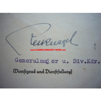 Iron Cross Certificate - 1. Radfahr-Abteilung 117 - Major General HERMANN RECKNAGEL - Autograph