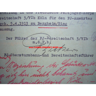 SA Feldjäger-Bereitschaft 3/VIb - Cologne 1934 - Obersturmbannführer RIEKERS - Autograph