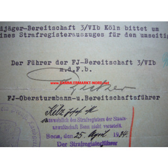 SA Feldjäger-Bereitschaft 3/VIb - Köln 1934 - Obersturmbannführer RIEKERS - Autograph