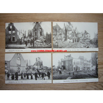 4 x Postkarte 1914 LIER bei Antwerpen (Belgien) - Zerstörungen in der Stadt