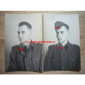 2 x Portraitfoto Waffen-SS - Leibstandarte SS Adolf Hitler (LAH) - 1942