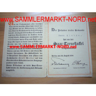 Document Saar Treuestaffel 1934