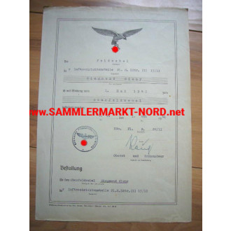 Urkunden Nachlass 11./ Luftnachrichten Ausbildungs Regiment 303