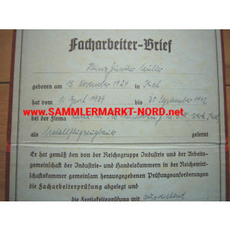 Skilled worker document 1942 - aircraft manufacturer