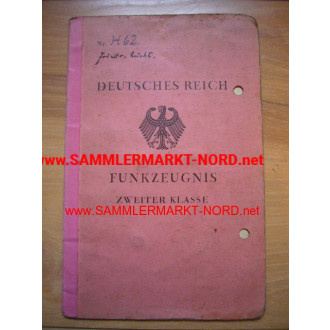 Deutsches Reich - Funkzeugnis 2. Klasse