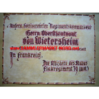 Honor gift for the oak leaves holder Wend von Wietersheim