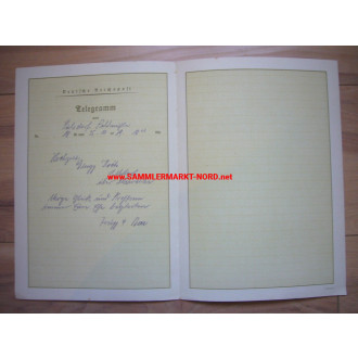 Souvenir sheet telegram - German Reichspost - Adolf Hitler (Nürn