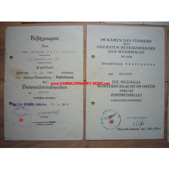 Award document group - 1./ Panzerjäger Abteilung 110 / 2./ Panze