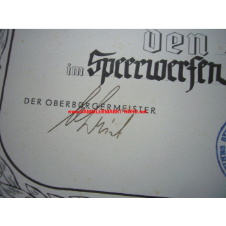 Certificate of Honor - Grenzland Gaumeisterschaften 1935 - Herma