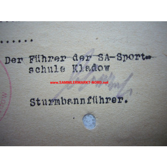 The leader of the SA Sports School Kladow - SA Sturmbannführer A