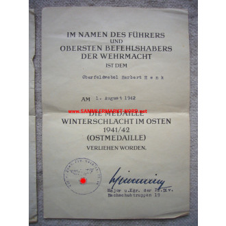 Award document group - Divisions-Nachschub-Führer 19 (19. Tank D