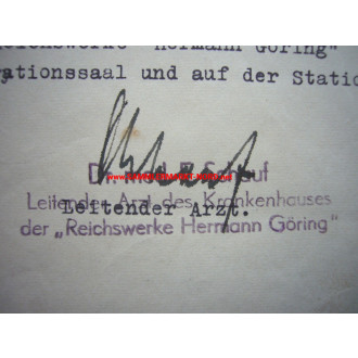 Reichswerke AG "Hermann Goering" - Autograph of the camp doctor 