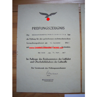 Luftwaffe - Award document Group with Honor Plaque for Outstanding Achievement in Air District XI