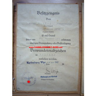 Award Certificate group - 9./ Infantry Regiment 37