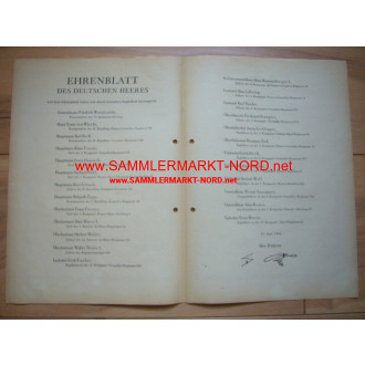 Honor Roll of the German Army - June 27, 1944