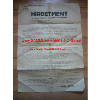 Hungary 1941 (Honved) - Large poster "Hirdetmeny"