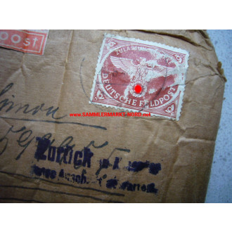 Wehrmacht - Field post parcel with approval stamp