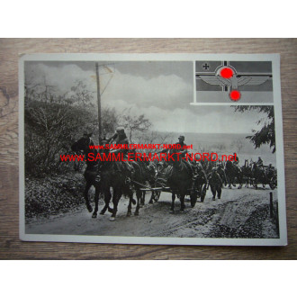 Wehrmacht mit Pferdewagen - Postkarte