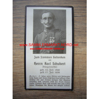 Death sheet - Mayor with Bavarian medals