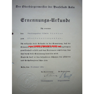 KARL GEORG SCHMIDT (NSDAP) - Lord Mayor of Cologne - autograph