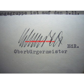 KARL GEORG SCHMIDT (NSDAP) - Lord Mayor of Cologne - autograph